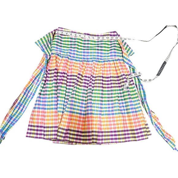 J. Crew Multicolor Plaid Cotton Blend Skirt With Bow Tie Waist Size 0 - Picture 8 of 8